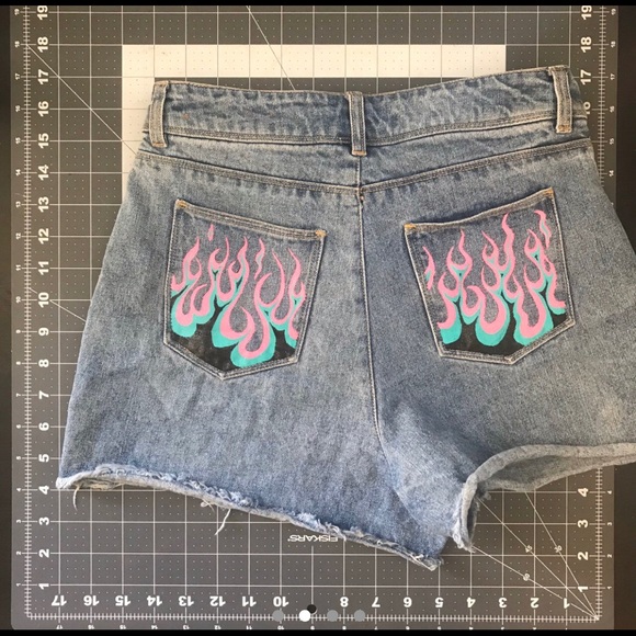 Flames Hand Painted Shorts - Picture 3 of 4